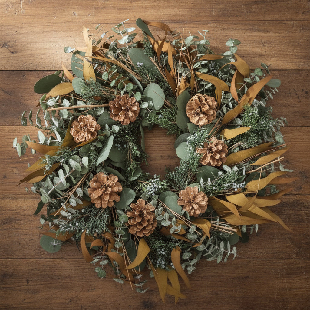 Fall to Winter Pinecone & Eucalyptus Wreath, 18"
