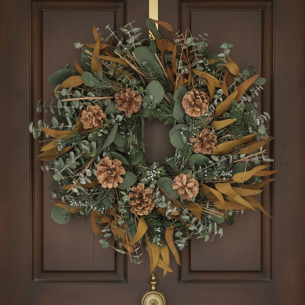 Fall to Winter Pinecone & Eucalyptus Wreath, 18"