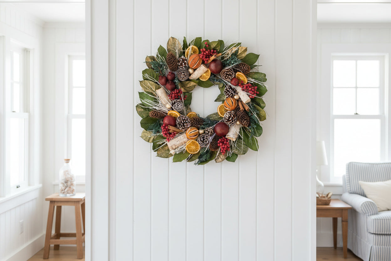 Winter Citrus & Pinecone Wreath, 18"