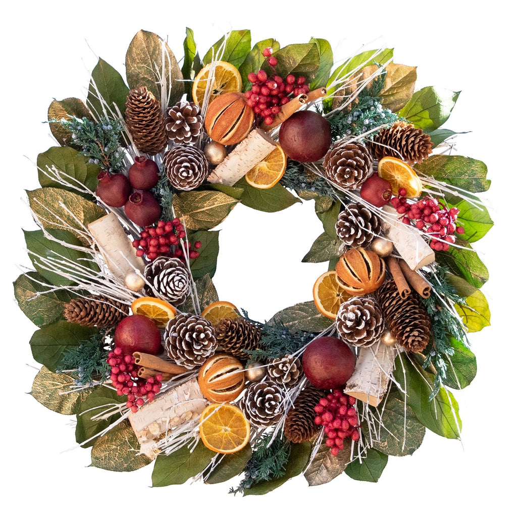 Winter Citrus & Pinecone Wreath, 18"