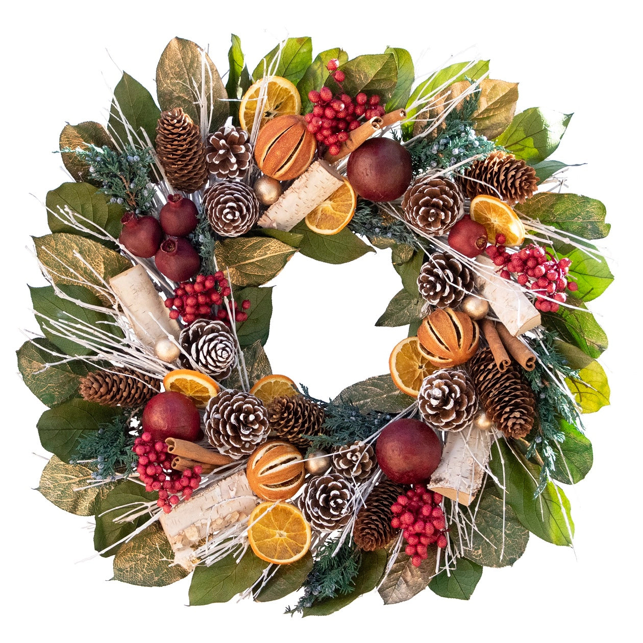 Winter Citrus & Pinecone Wreath, 18"