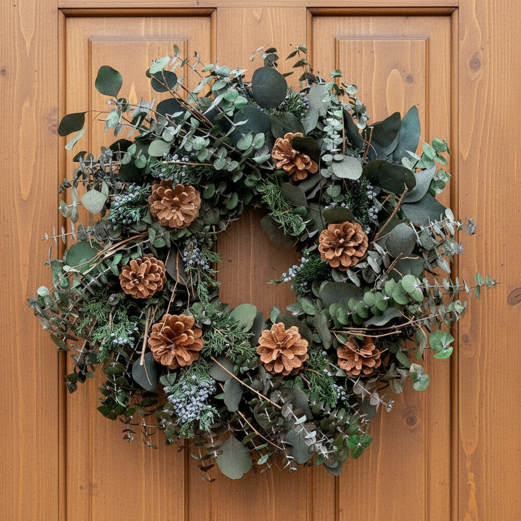Fall to Winter Woodland Eucalyptus & Pinecone Wreath, 18"
