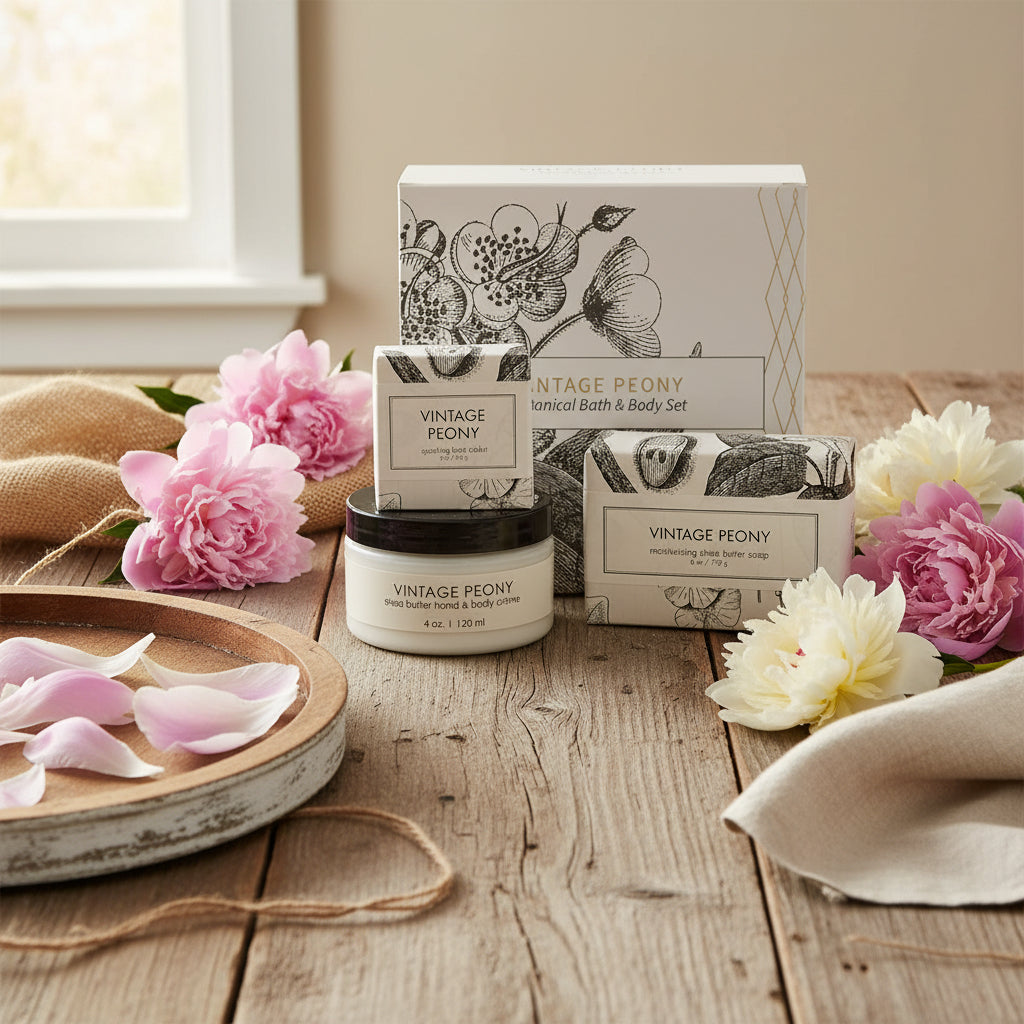 Vintage Peony Botanical Gift Set