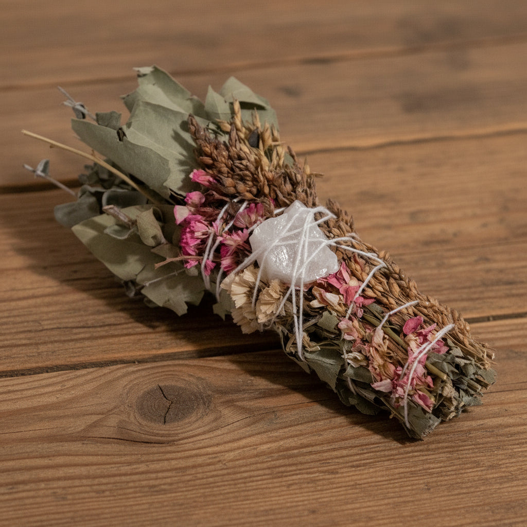 Smudge Wand with Quartz Crystal
