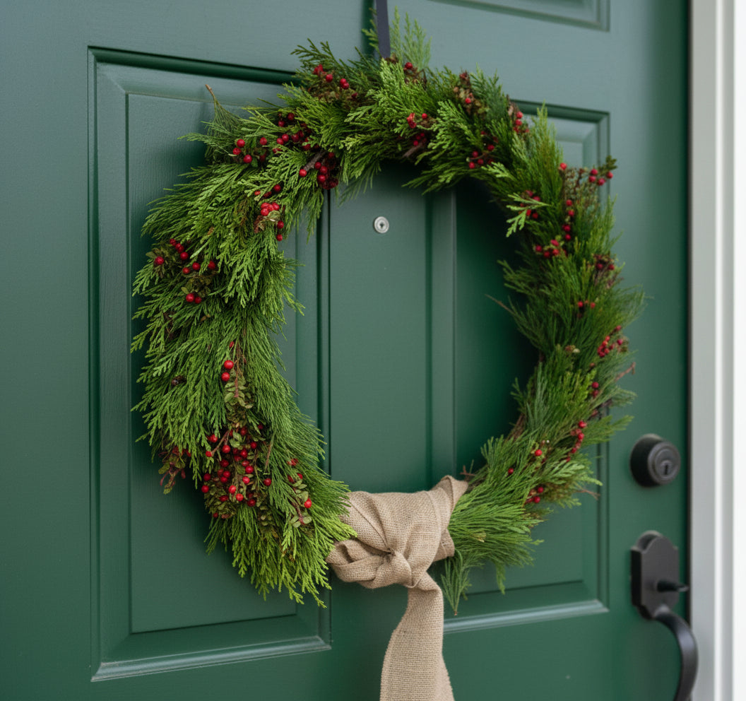 Fresh Cedar & Berries Wreath, 12"