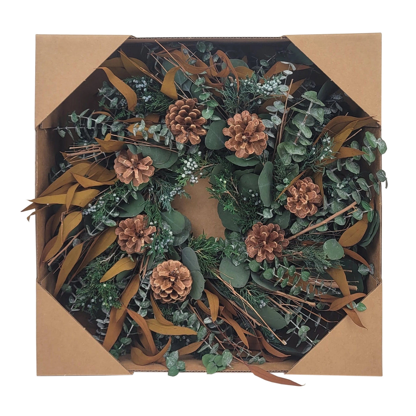 Fall to Winter Pinecone & Eucalyptus Wreath, 18"