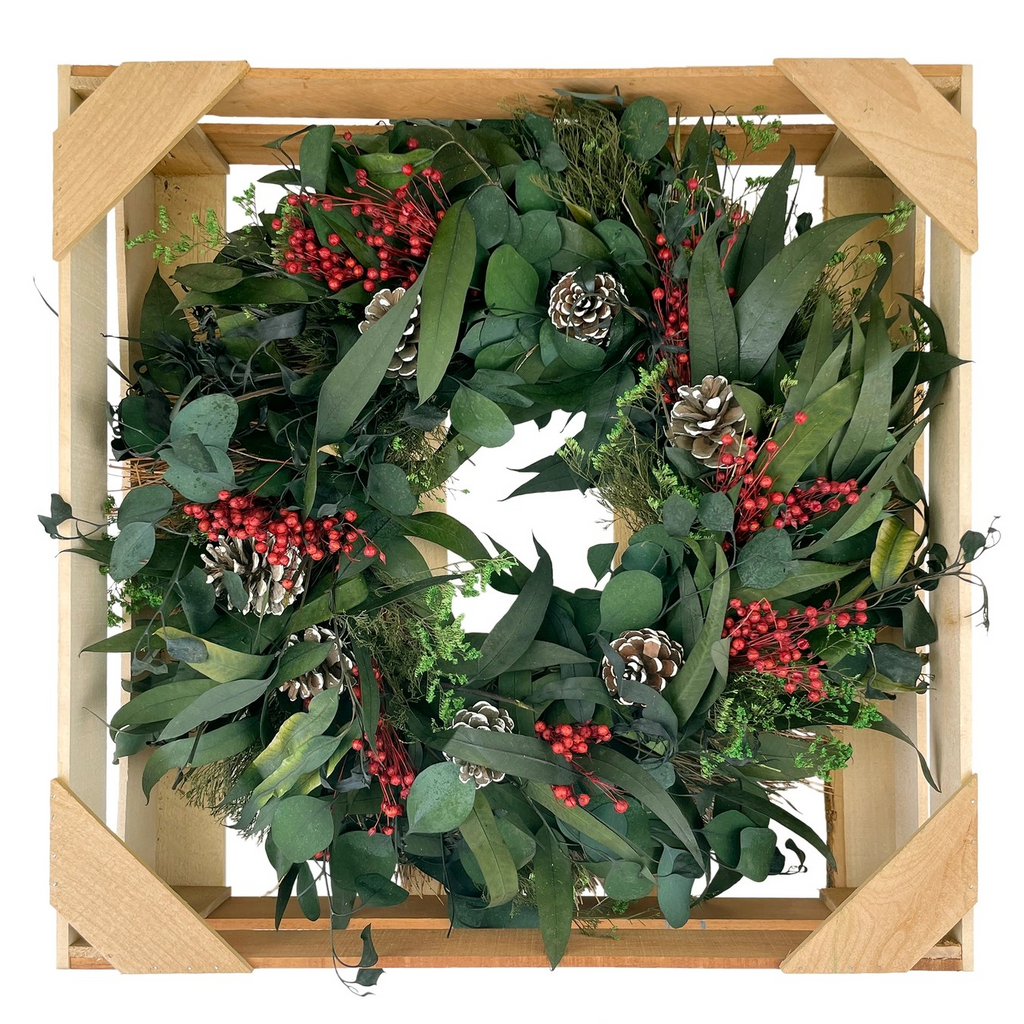 Snow Pinecone Holiday Wreath 18"