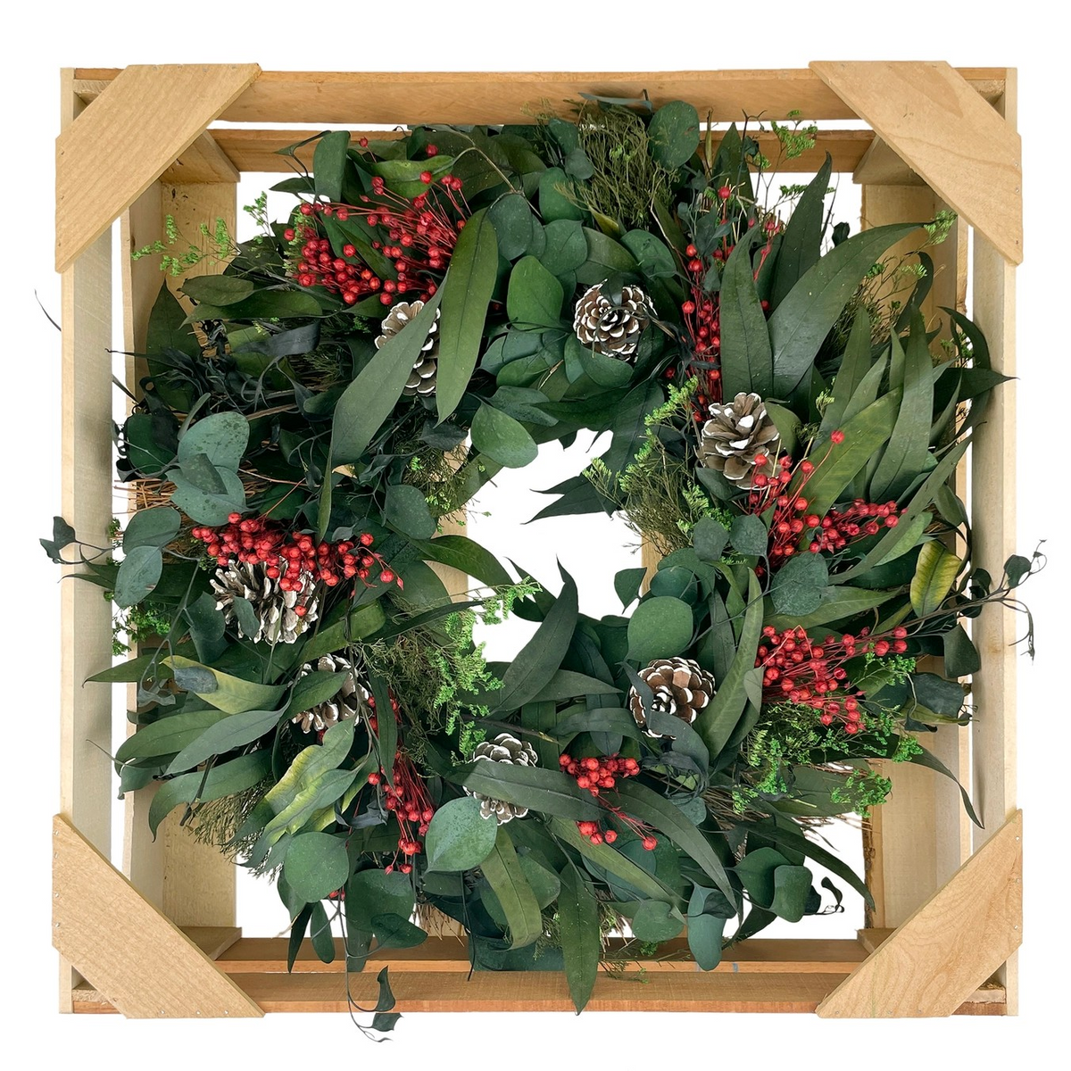 Snow Pinecone Holiday Wreath 18"