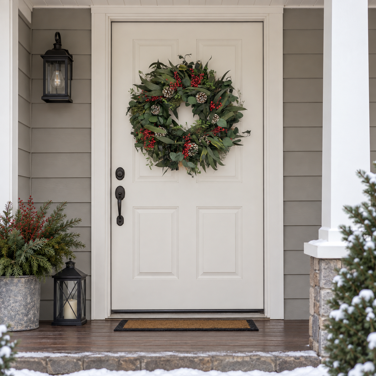 Snow Pinecone Holiday Wreath 18"