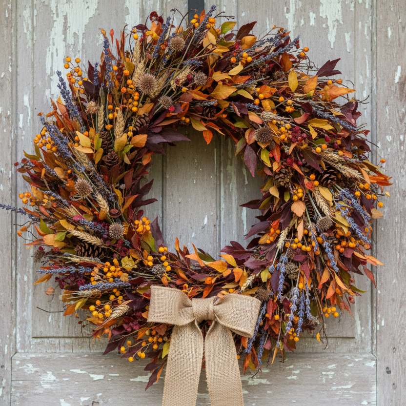 fall wreath on a door