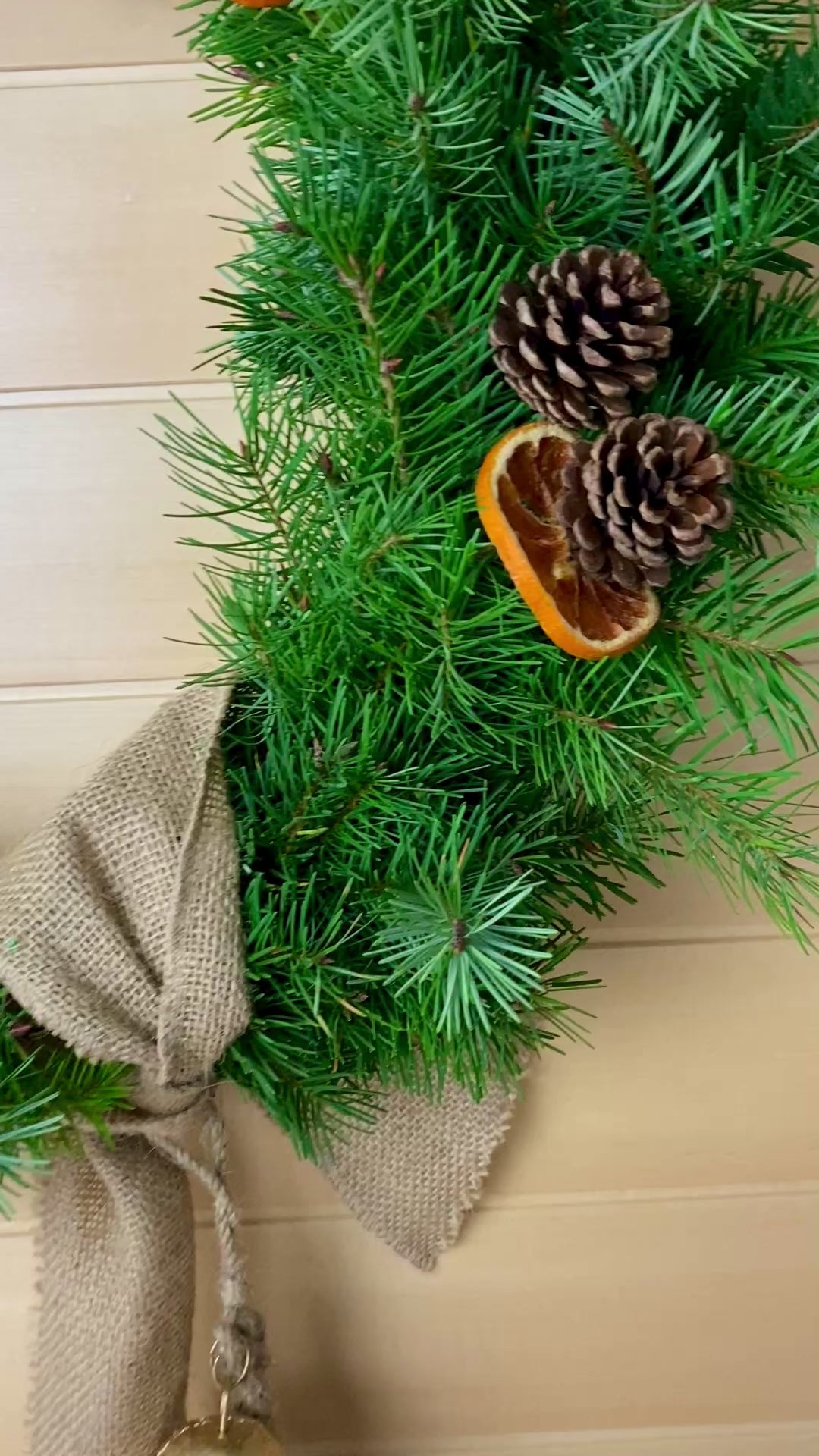 Winter - Fresh Douglas Fir Wreath with Dried Oranges and Pinecones, 12"