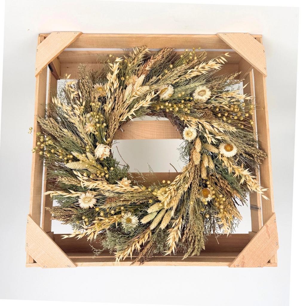 White Meadow Dried Flower Wreath, 18"