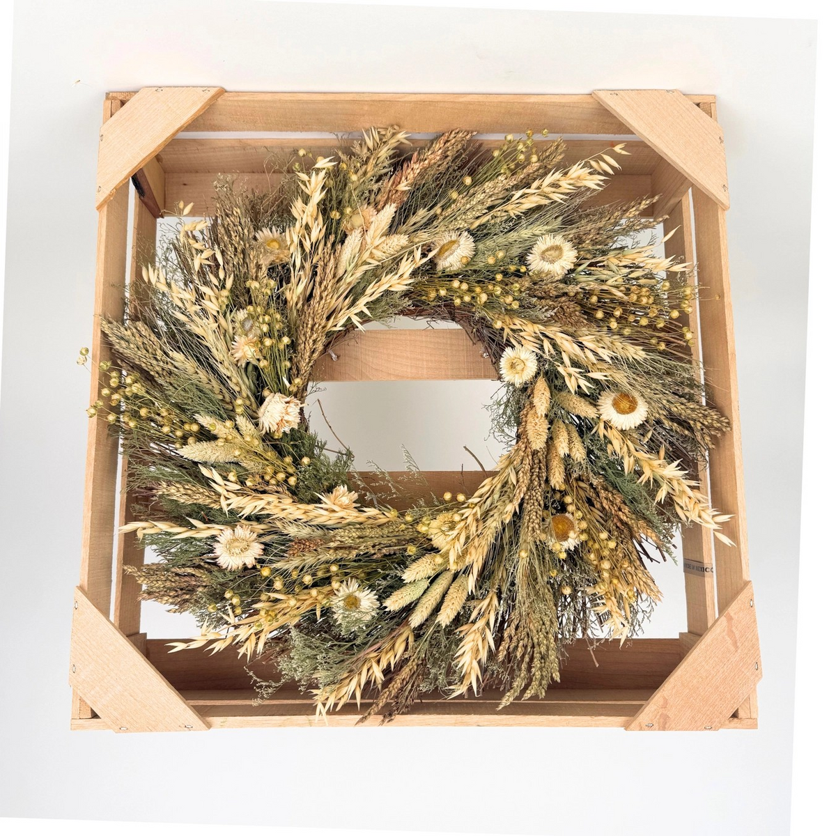 White Meadow Dried Flower Wreath, 18"